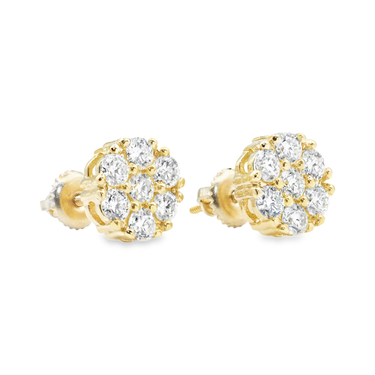 14k White Gold Diamond Cluster Stud Earrings 0.96 Cwt.